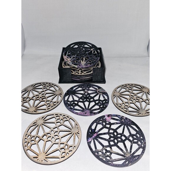 Set of 12 coasters and holder. - Picture 2 of 4